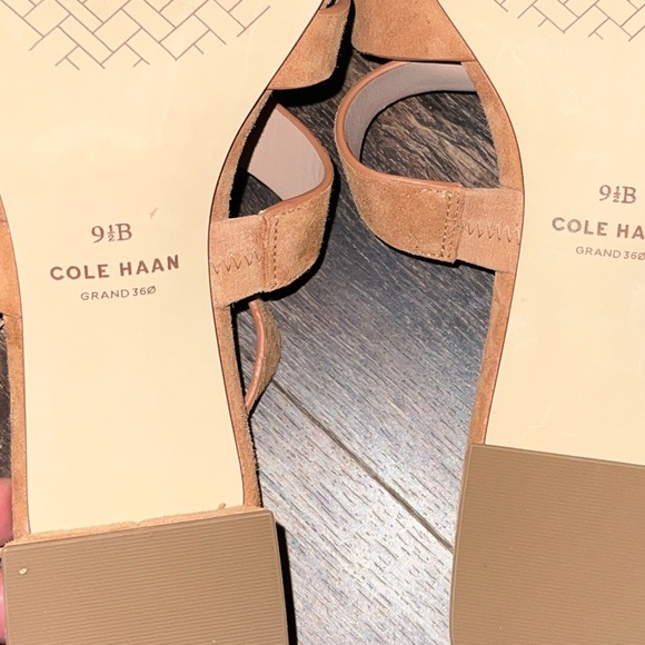 NWT Cole Haan Tan Suede Block Heel Sandals - Picture 4 of 4